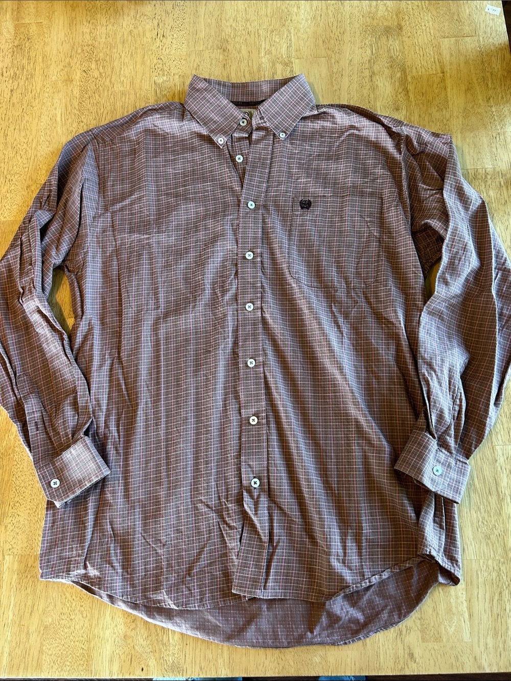 Cinch Long-Sleeve Button-Down Plaid Shirt